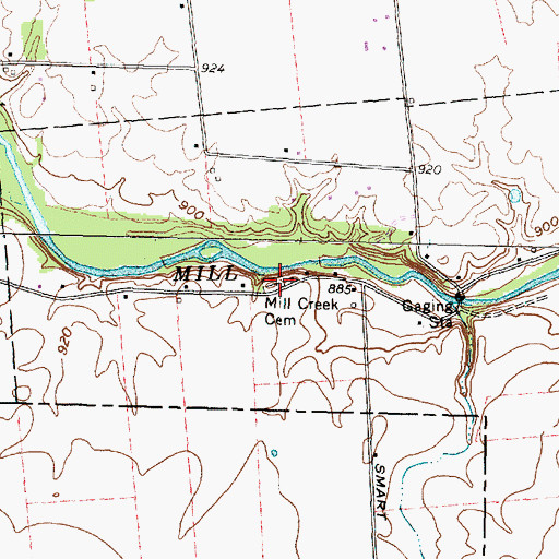 Topographic Map of Mill Creek Cemetery, OH