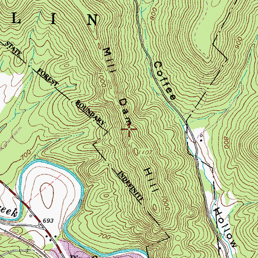 Topographic Map of Mill Dam Hill, OH