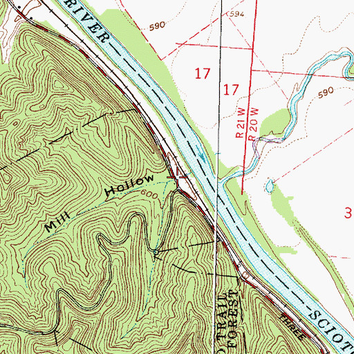 Topographic Map of Mill Hollow, OH