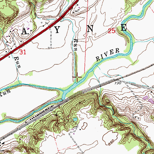 Topographic Map of Mill Run, OH