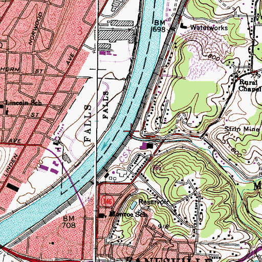 Topographic Map of Mill Run, OH