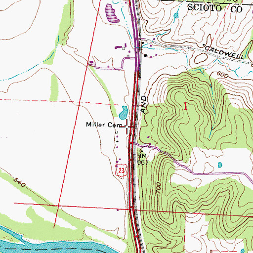 Topographic Map of Miller Cemetery, OH