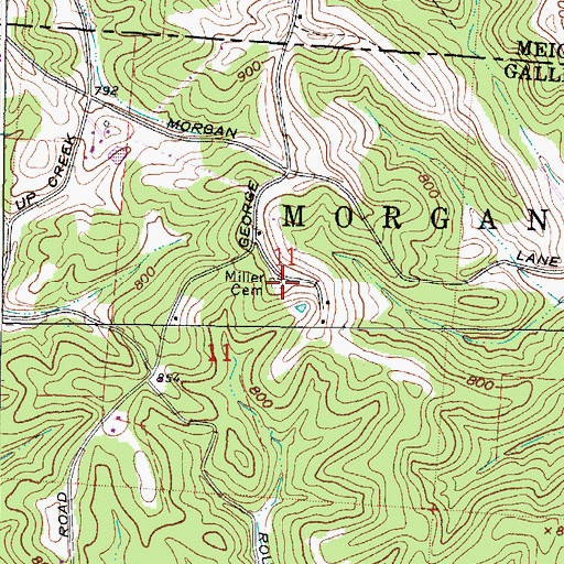 Topographic Map of Miller Cemetery, OH