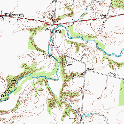 Topographic Map of Miller Cemetery, OH