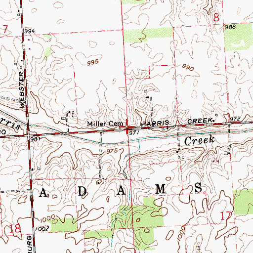Topographic Map of Miller Cemetery, OH