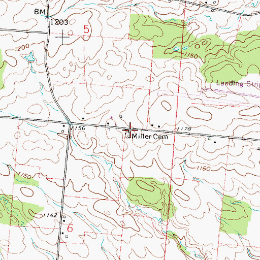 Topographic Map of Miller Cemetery, OH