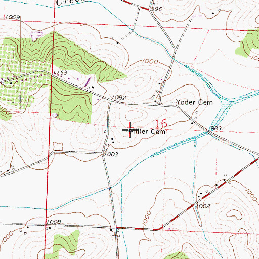Topographic Map of Miller Cemetery, OH