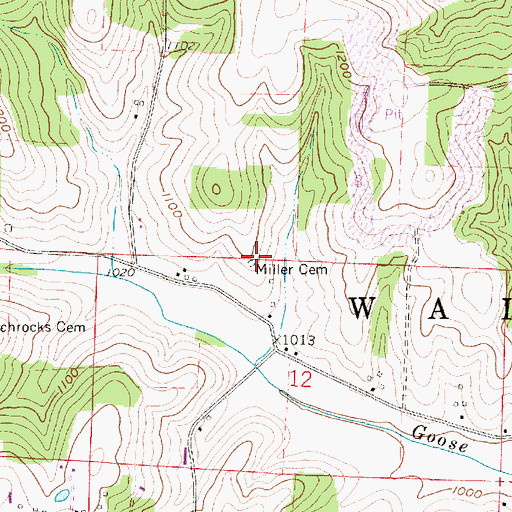 Topographic Map of Miller Cemetery, OH
