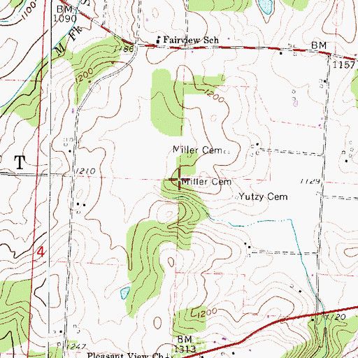 Topographic Map of Miller Cemetery, OH