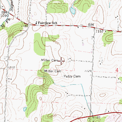 Topographic Map of Miller Cemetery, OH