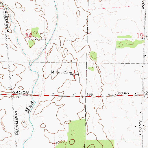 Topographic Map of Miller Cemetery, OH