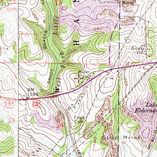 Topographic Map of Miller Cemetery, OH