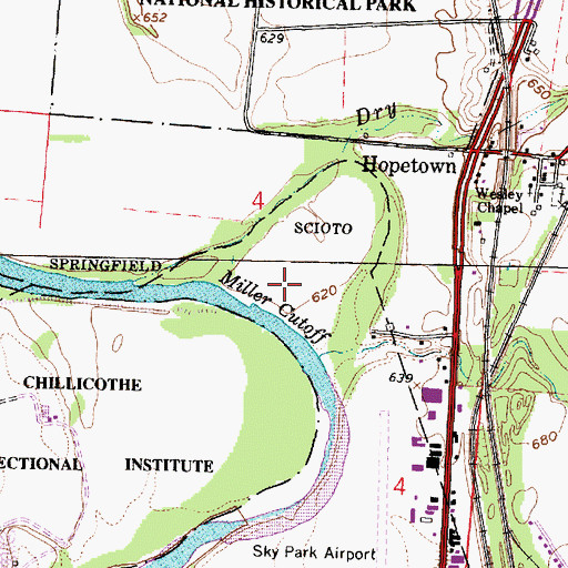 Topographic Map of Miller Cutoff, OH