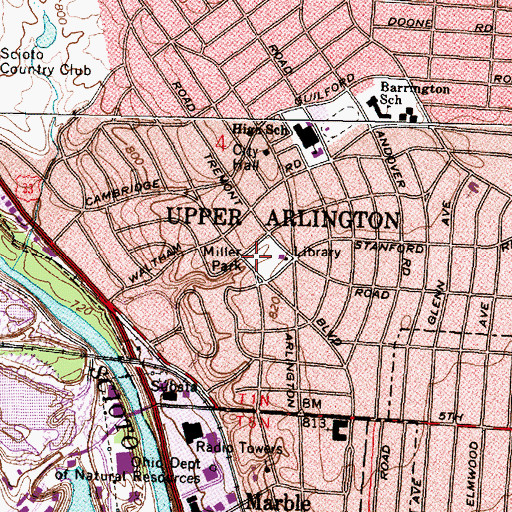 Topographic Map of Miller Park, OH
