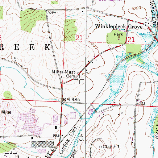 Topographic Map of Miller-Mast Cemetery, OH