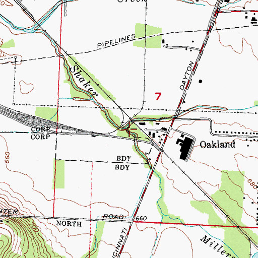 Topographic Map of Millers Creek, OH