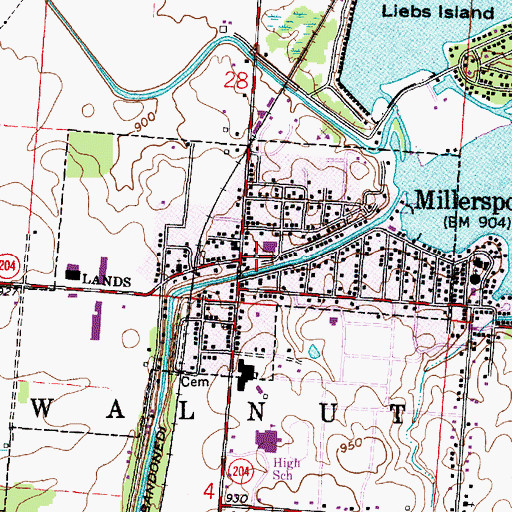 Topographic Map of Millersport, OH