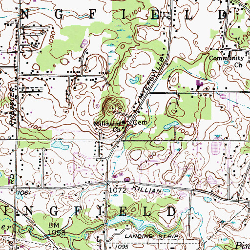 Topographic Map of Millheim Church, OH