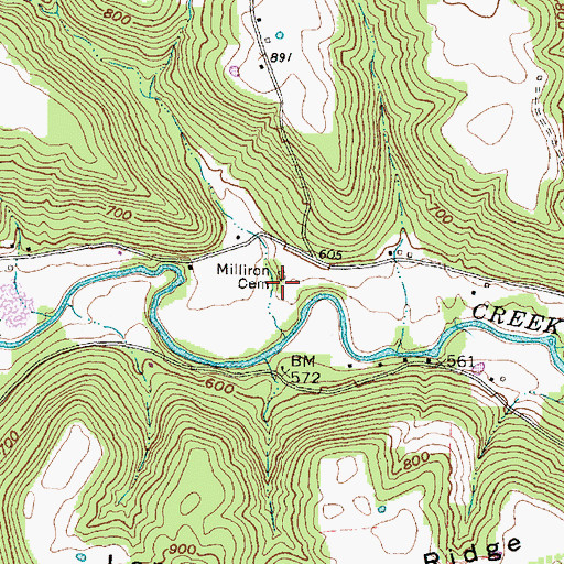 Topographic Map of Milliron Cemetery, OH