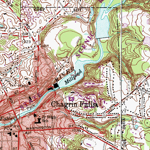 Topographic Map of Millpond, OH