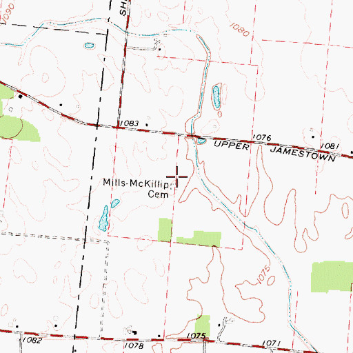 Topographic Map of Mills - McKillip Cemetery, OH