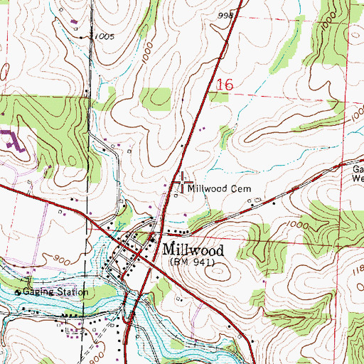 Topographic Map of Millwood Cemetery, OH