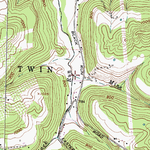 Topographic Map of Mine Run, OH