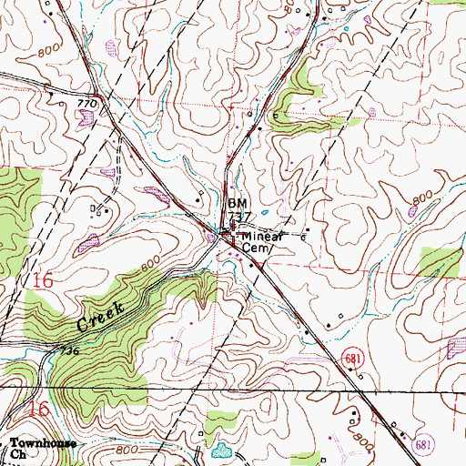 Topographic Map of Minear Cemetery, OH