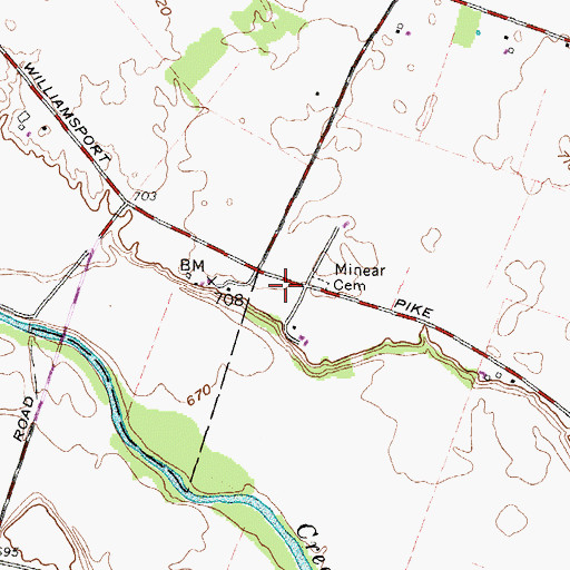 Topographic Map of Minear Cemetery, OH