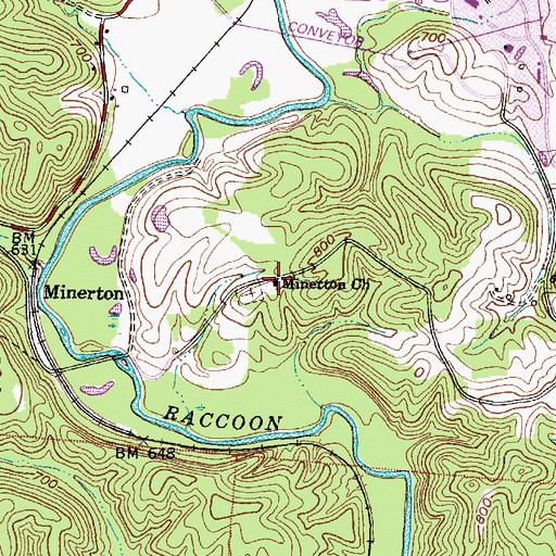 Topographic Map of Minerton Church, OH