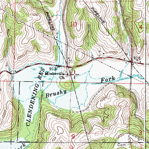 Topographic Map of Minksville Church, OH