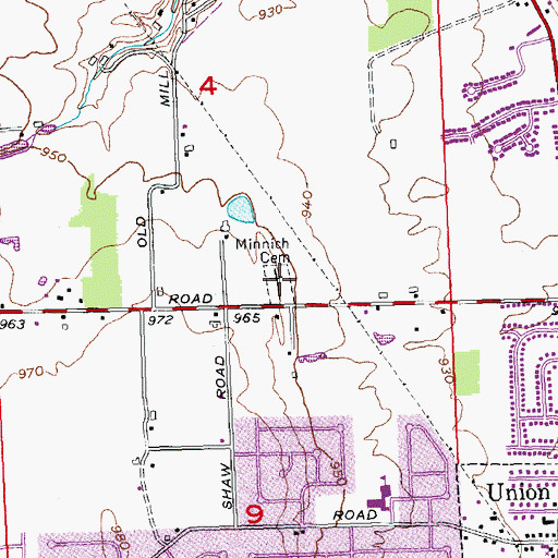 Topographic Map of Minnich Cemetery, OH