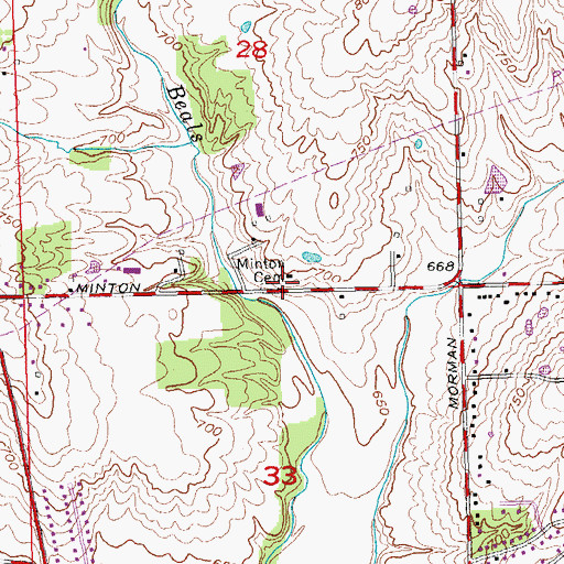 Topographic Map of Minton Cemetery, OH