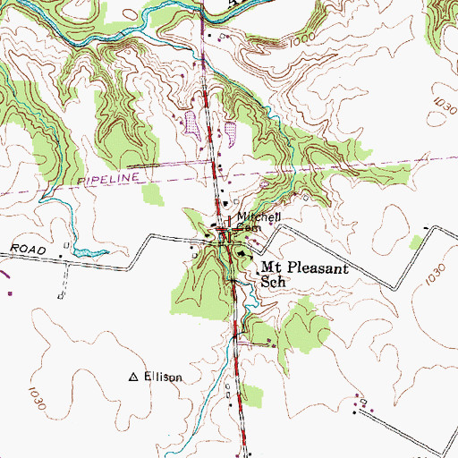 Topographic Map of Mitchell Cemetery, OH