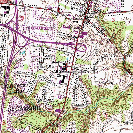 Topographic Map of Moeller High School, OH