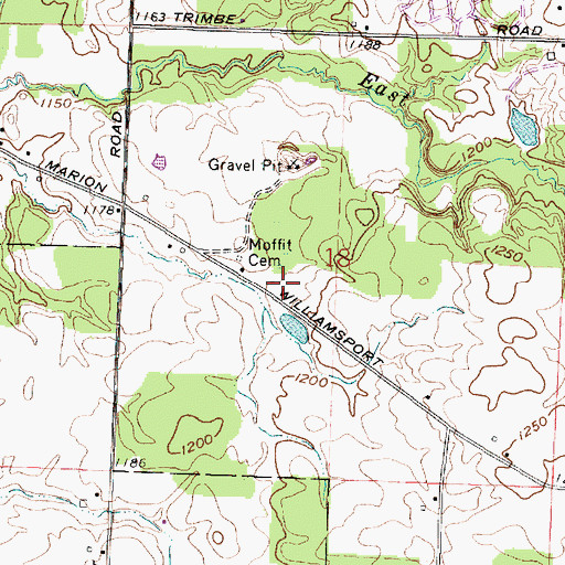Topographic Map of Moffit Cemetery, OH