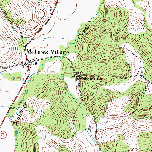 Topographic Map of Mohawk Church, OH