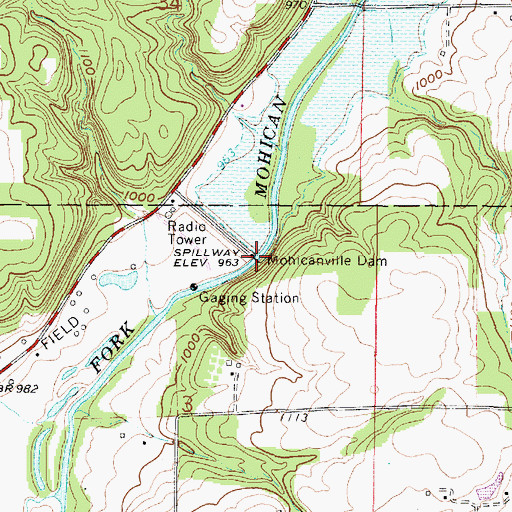 Topographic Map of Mohicanville Dam, OH