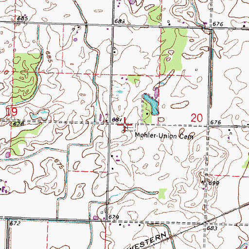 Topographic Map of Mohler-Union Cemetery, OH