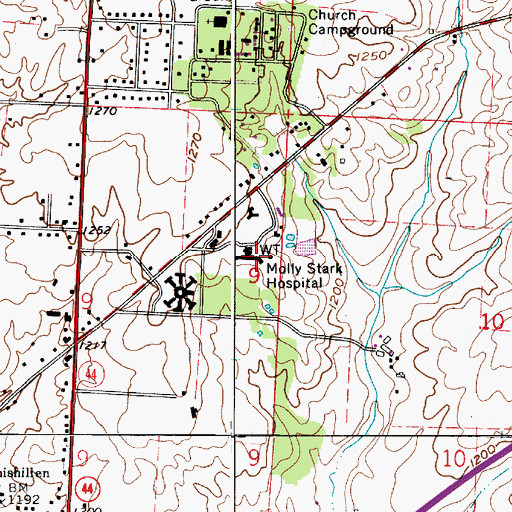 Topographic Map of Molly Stark Hospital (historical), OH