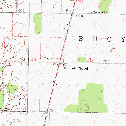 Topographic Map of Monnett Chapel, OH