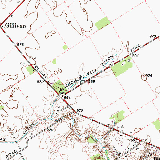 Topographic Map of Monroe Bidwell Ditch, OH