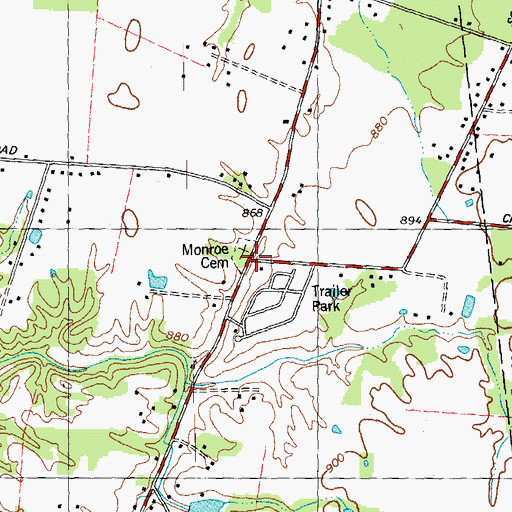 Topographic Map of Monroe Cemetery, OH