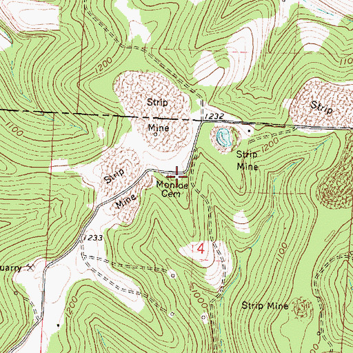 Topographic Map of Monroe Cemetery, OH