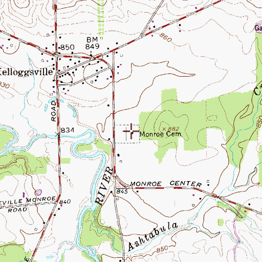 Topographic Map of Monroe Cemetery, OH