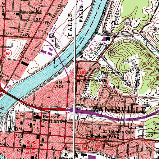 Topographic Map of Monroe School, OH