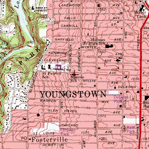 Topographic Map of Monroe School, OH