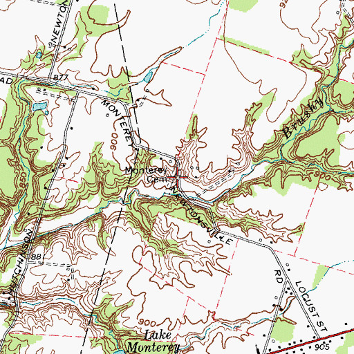 Topographic Map of Monterey Cemetery, OH