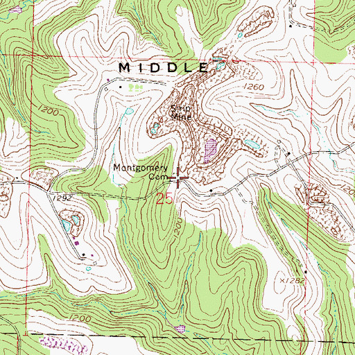 Topographic Map of Montgomery Cemetery, OH