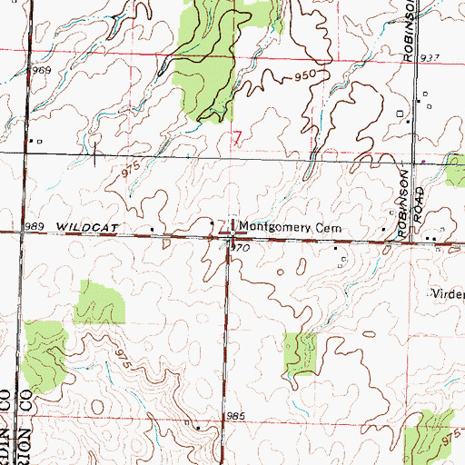 Topographic Map of Montgomery Cemetery, OH